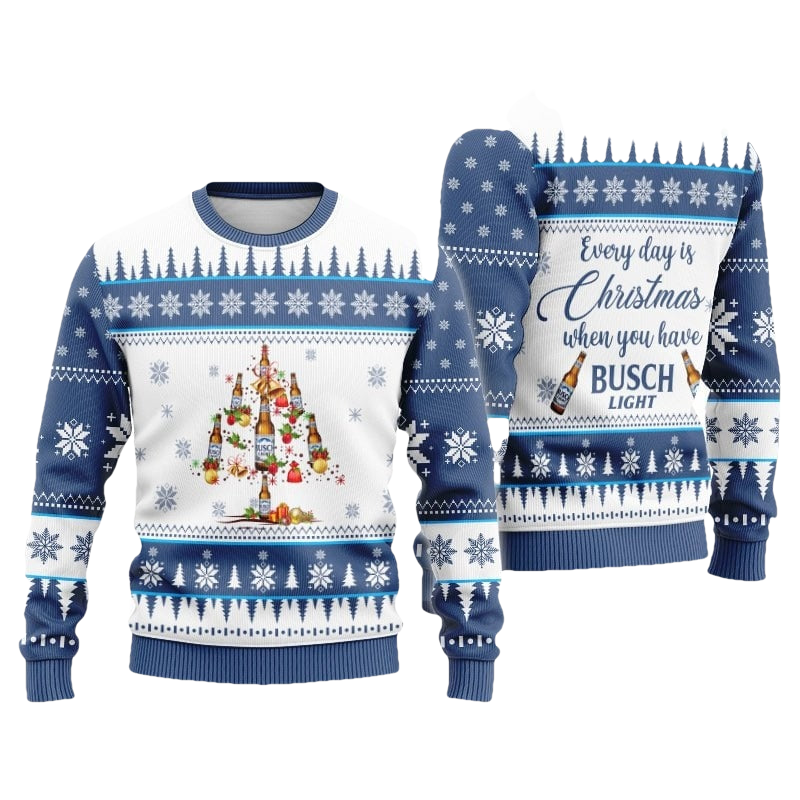 Busch Light Beer Christmas Tree Ugly Sweater - Moonbestprint
