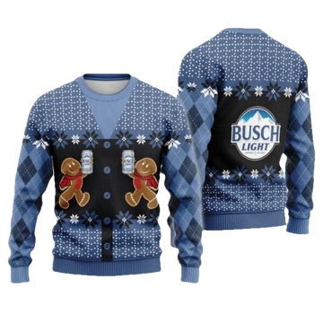 Busch Light Beer Christmas Gingerbread Ugly Sweater - Moonbestprint