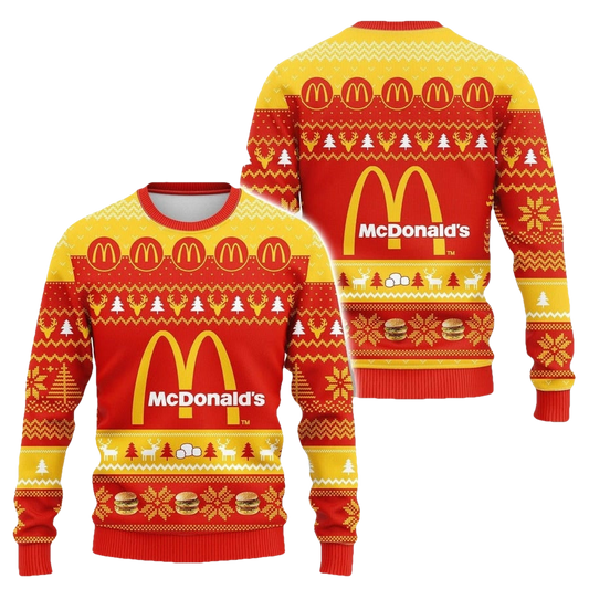 Burger McDonald Ugly Christmas Sweater - Moonbestprint