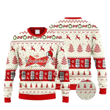 Budweiser Beer Santa Hat Christmas Ugly Sweater - Moonbestprint