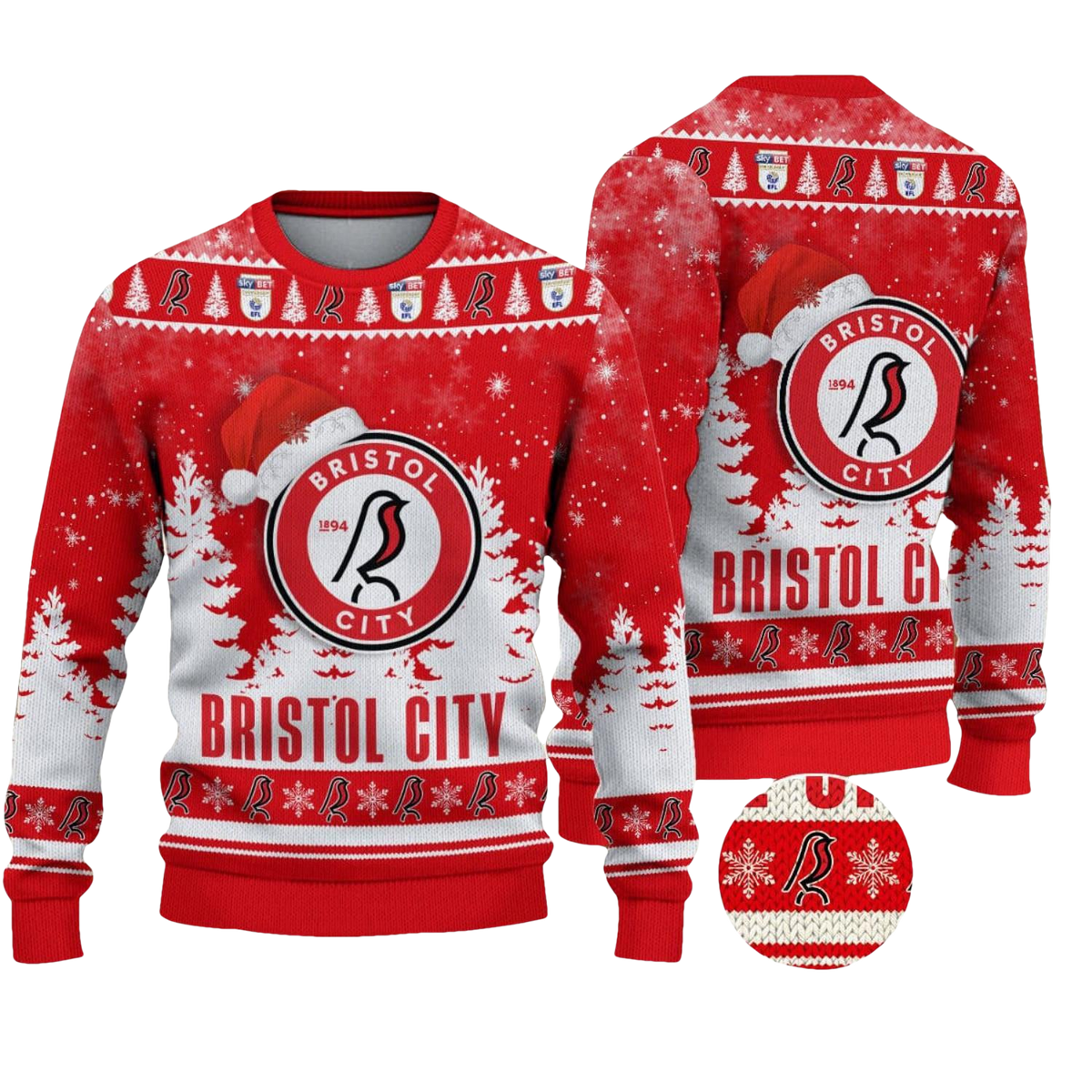 Bristol City Ugly Christmas Sweater - Moonbestprint