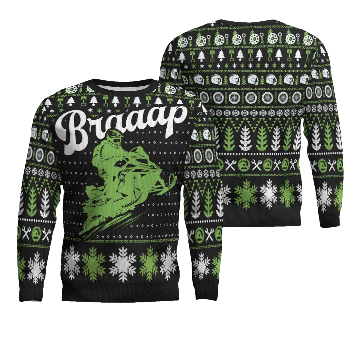 Braaap Snowmobile Christmas Ugly Sweater - Moonbestprint
