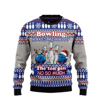 Bowling Make Me Happy Ugly Christmas Sweater - Moonbestprint