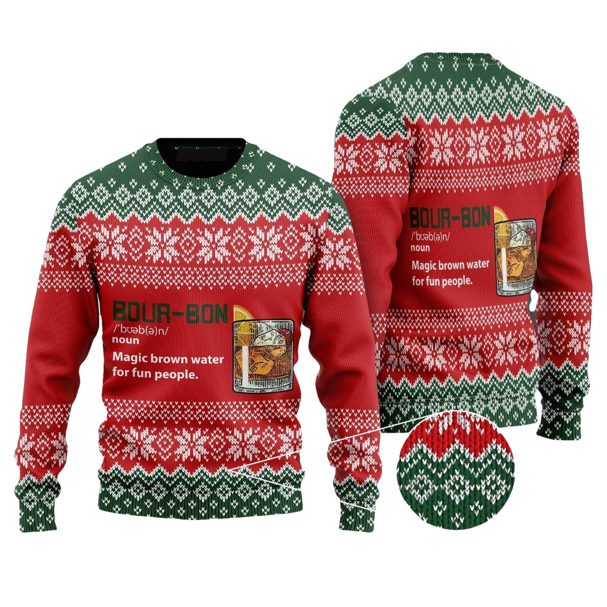 Bourbon Magic Brown Water Funny Christmas Ugly Sweater - Moonbestprint
