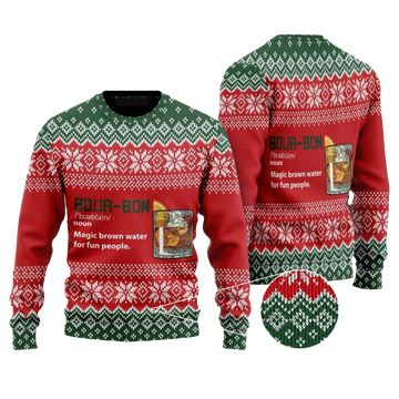Bourbon Magic Brown Water Funny Christmas Ugly Sweater - Moonbestprint