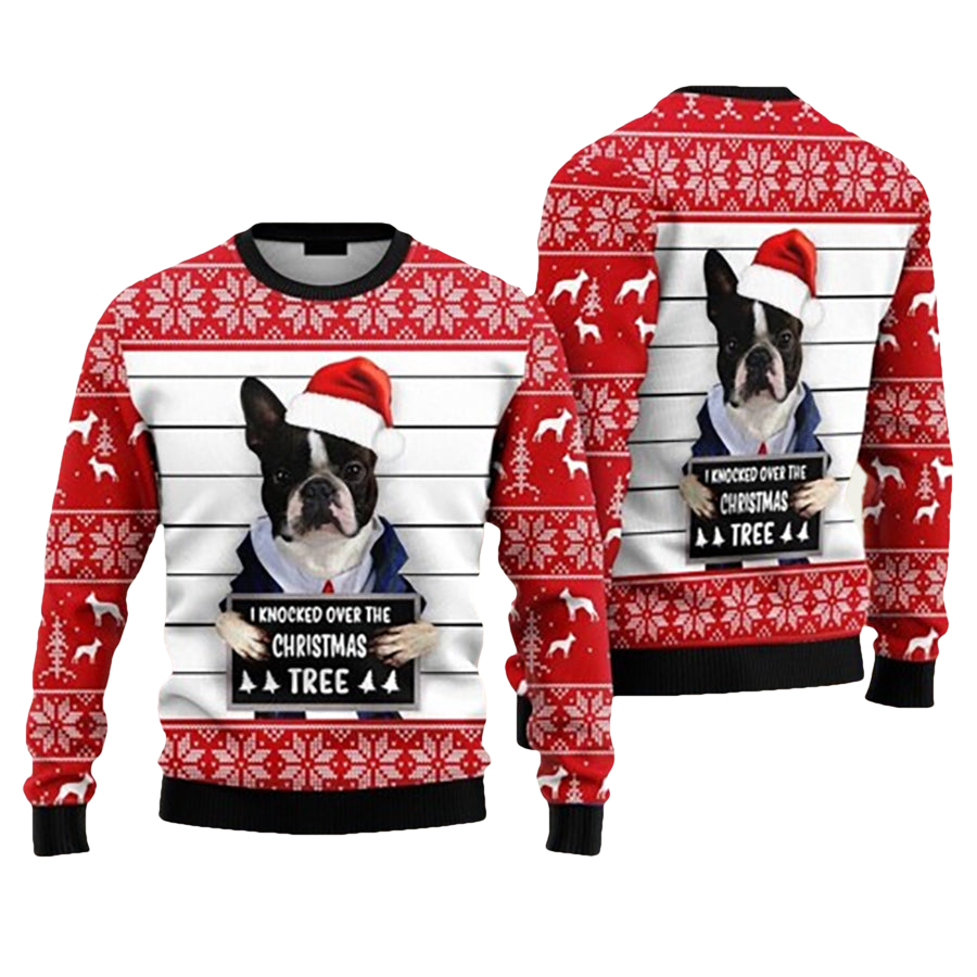 Boston Terrier Ugly Christmas Sweater - Moonbestprint