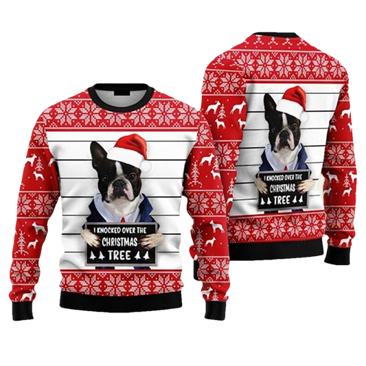 Boston Terrier Ugly Christmas Sweater - Moonbestprint