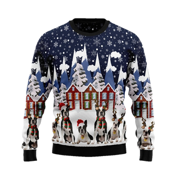Boston Terrier Family Ugly Christmas Sweater - Moonbestprint