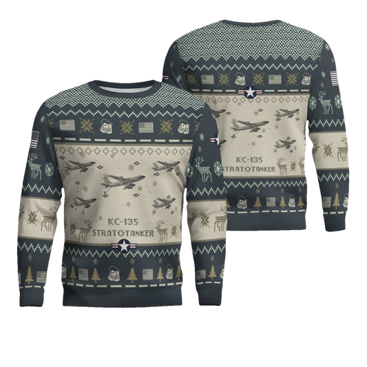 Boeing KC-135 Stratotanker Aircraft Ugly Christmas Sweater - Moonbestprint