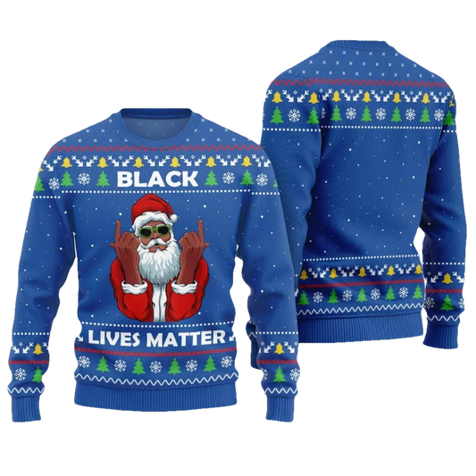Black Lives Matter Santa Ugly Christmas Sweater - Moonbestprint