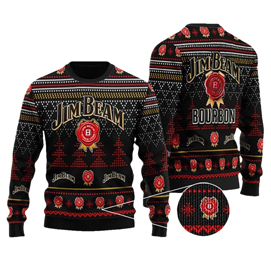 Black Jim Beam Ugly Christmas Sweater - Moonbestprint