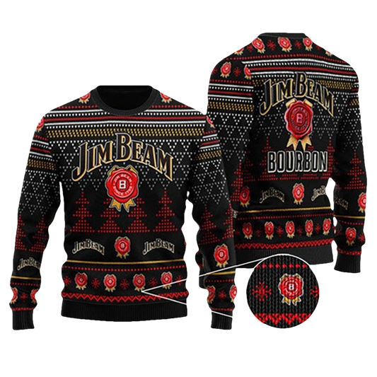 Black Jim Beam Ugly Christmas Sweater - Moonbestprint