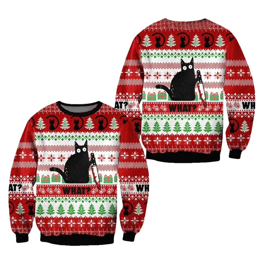 Black Cat Creep Ugly Christmas Sweater - Moonbestprint