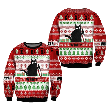 Black Cat Creep Ugly Christmas Sweater - Moonbestprint