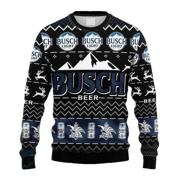 Black Busch Beer Christmas Ugly Sweater - Moonbestprint