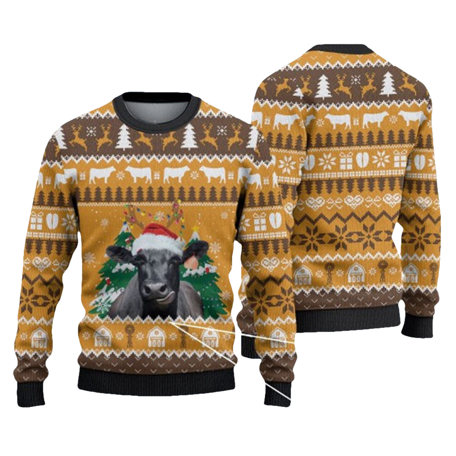 Black Angus Ugly Christmas Sweater - Moonbestprint