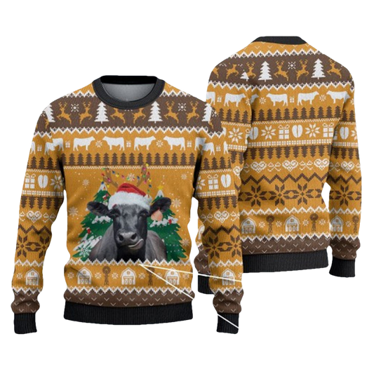 Black Angus Ugly Christmas Sweater - Moonbestprint