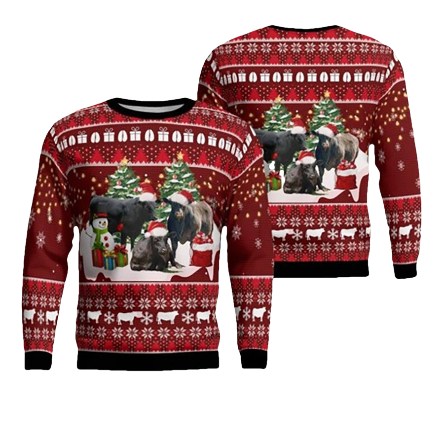 Black Angus Cattle Ugly Christmas Sweater - Moonbestprint