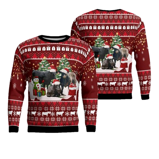 Black Angus Cattle Ugly Christmas Sweater - Moonbestprint