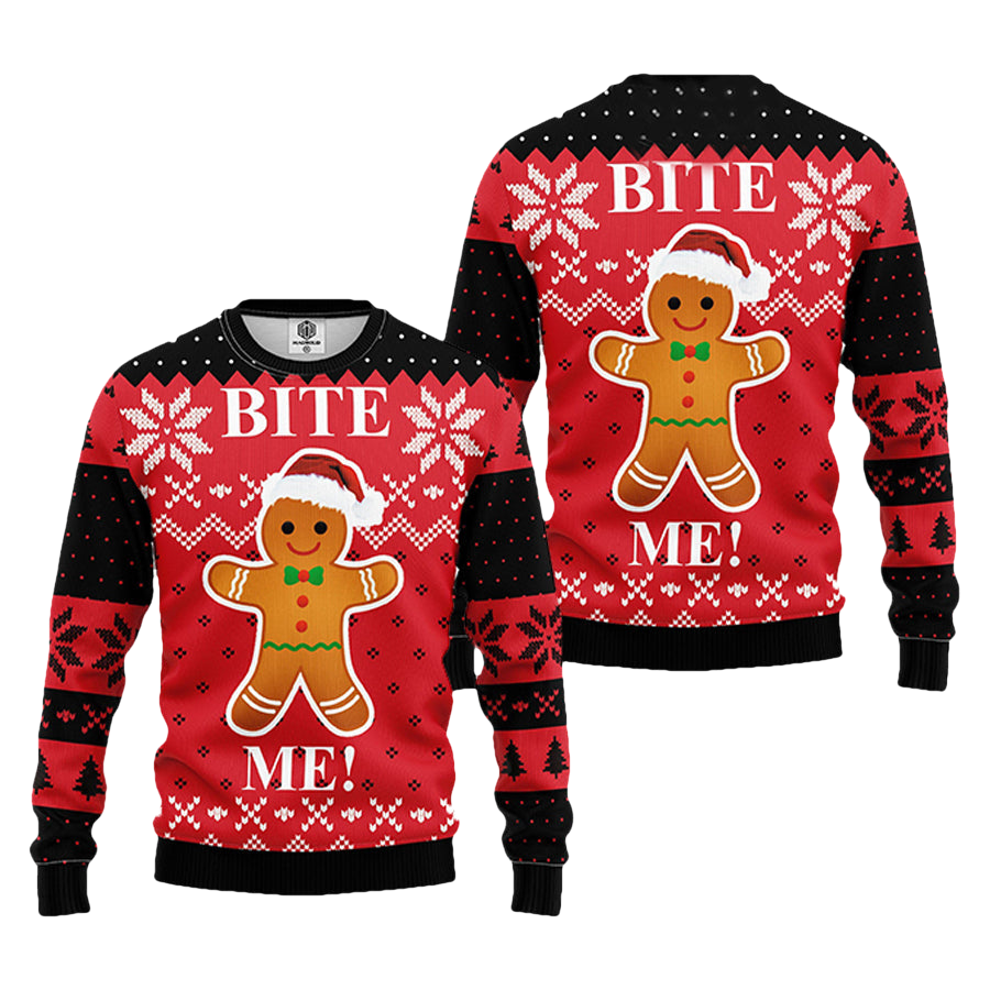 Bite Me Cookie Ugly Christmas Sweater - Moonbestprint