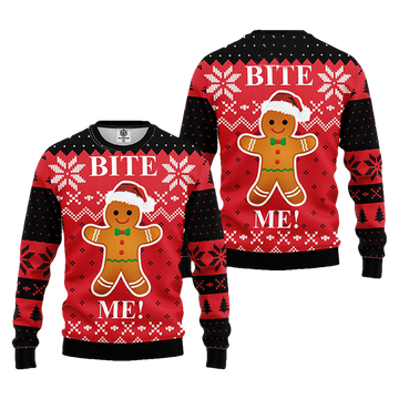 Bite Me Cookie Ugly Christmas Sweater - Moonbestprint
