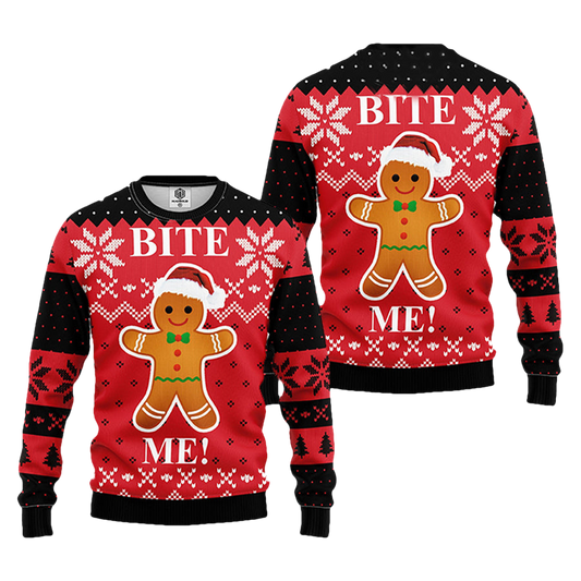 Bite Me Cookie Ugly Christmas Sweater - Moonbestprint