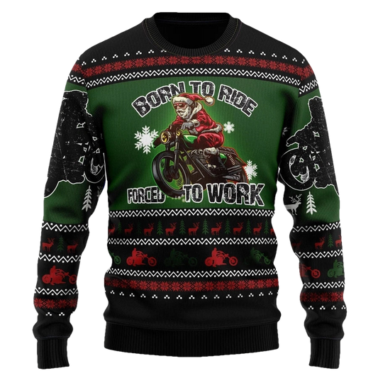 Biker Santa Born To Ride Ugly Christmas Sweater - Moonbestprint