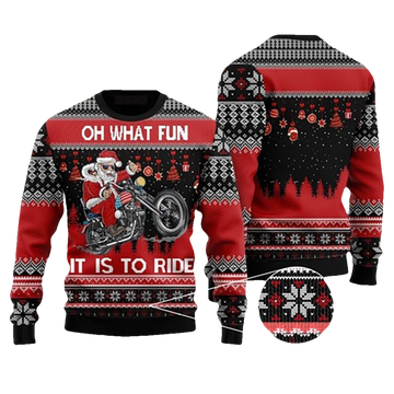 Biker Motorcycle Lover Santa Claus Ugly Christmas Sweater - Moonbestprint