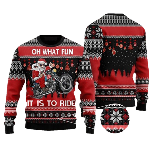Biker Motorcycle Lover Santa Claus Ugly Christmas Sweater - Moonbestprint