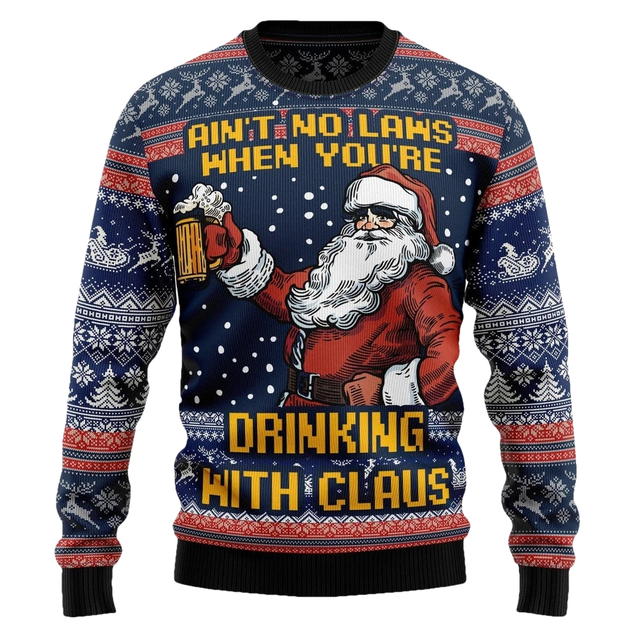 Beer Drinking With Claus Ugly Christmas Sweater - Moonbestprint