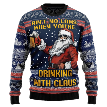 Beer Drinking With Claus Ugly Christmas Sweater - Moonbestprint