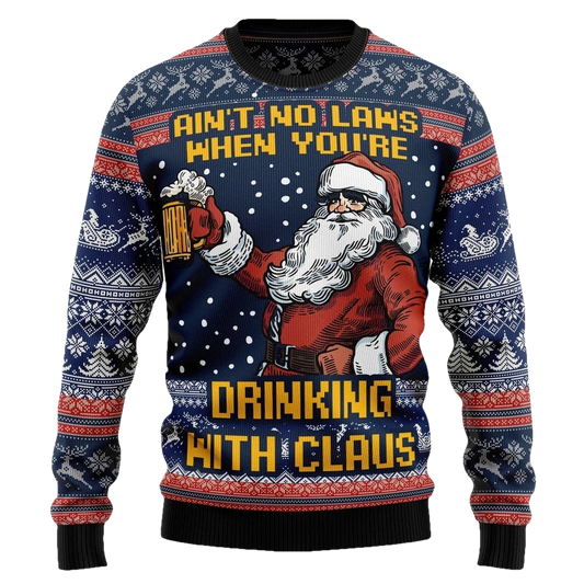 Beer Drinking With Claus Ugly Christmas Sweater - Moonbestprint