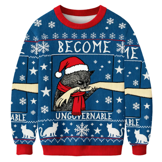 Become Ungovernable Cat Meme Christmas Ugly Sweater - Moonbestprint