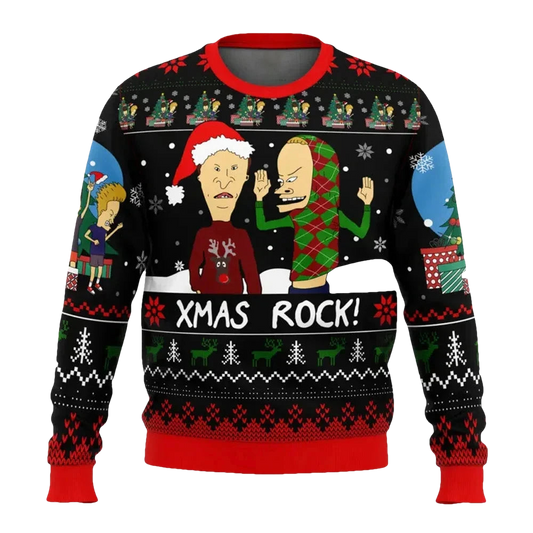 Beavis And Butthead Xmas Rock Ugly Christmas Sweater - Moonbestprint