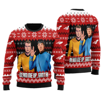 Beam Me Up Santa Ugly Christmas Sweater - Moonbestprint