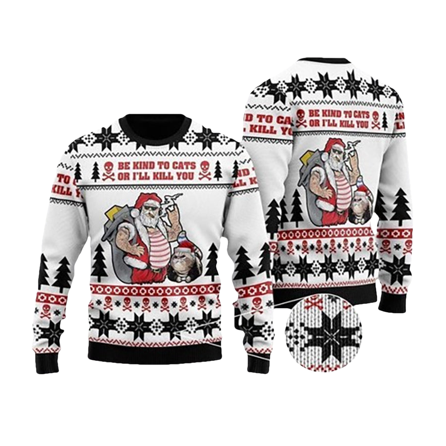 Be Kind To Cats Ugly Christmas Sweater - Moonbestprint