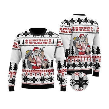 Be Kind To Cats Ugly Christmas Sweater - Moonbestprint