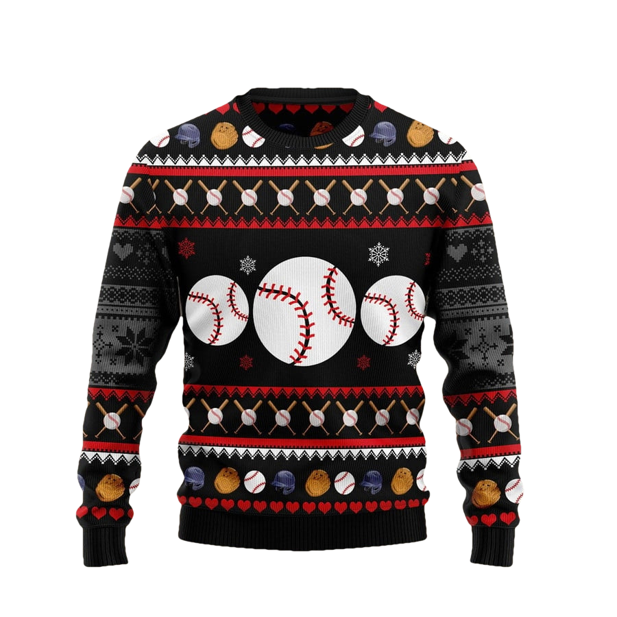 Baseball Balls Christmas Ugly Sweater - Moonbestprint