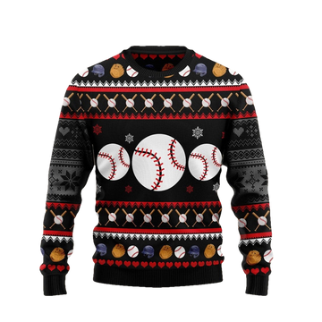 Baseball Balls Christmas Ugly Sweater - Moonbestprint