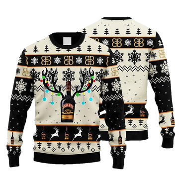 Baileys Reindeer Snowy Wine Christmas Ugly Sweater - Moonbestprint