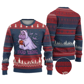 Baby Hippo Moo Deng Ugly Christmas Sweater - Moonbestprint