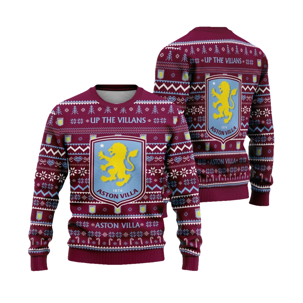 Aston Villa Football Christmas Ugly Sweater - Moonbestprint