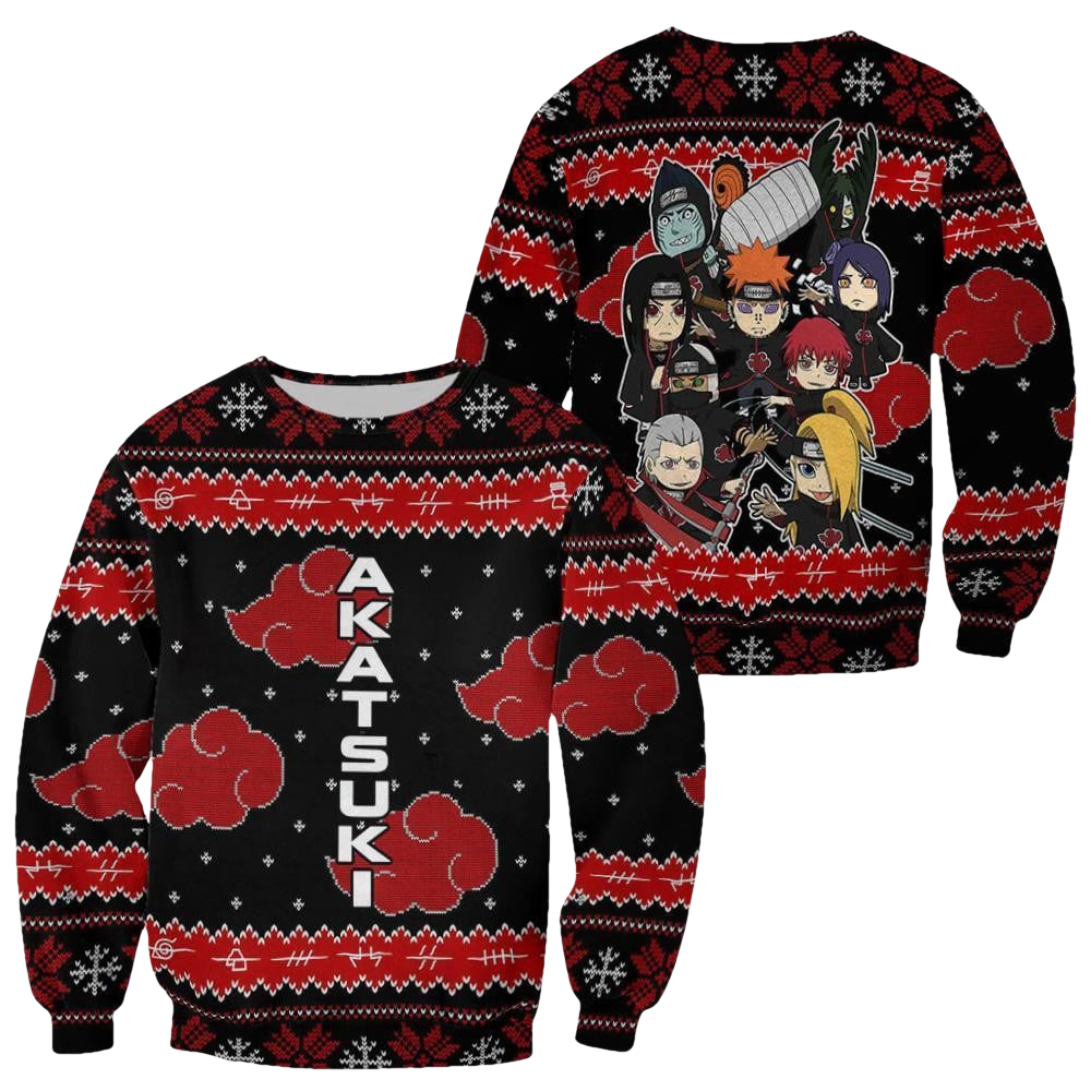 Anime Naruto Shippuden Akatsuki Ugly Christmas Sweater - Moonbestprint