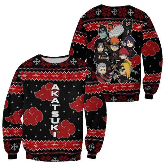 Anime Naruto Shippuden Akatsuki Ugly Christmas Sweater - Moonbestprint