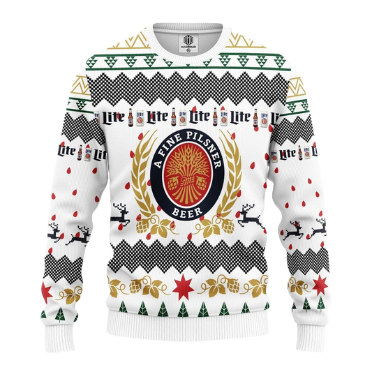 A Fine Pilsner Beer Miller Lite Beer Ugly Sweater - Moonbestprint