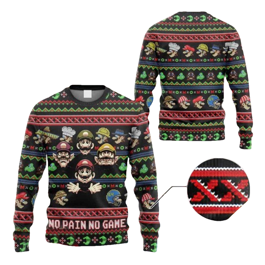 8 Bit Super Mario Ugly Christmas Sweater - Moonbestprint