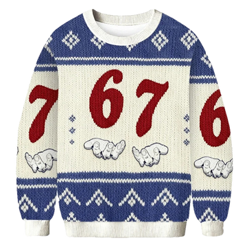 67 Meme Six Seven with Hand Ugly Christmas Sweater - Moonbestprint