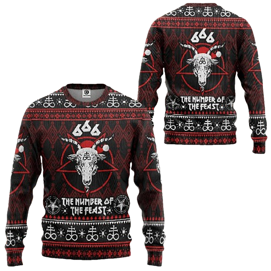 666 The Number Of The Feast Ugly Christmas Sweater - Moonbestprint