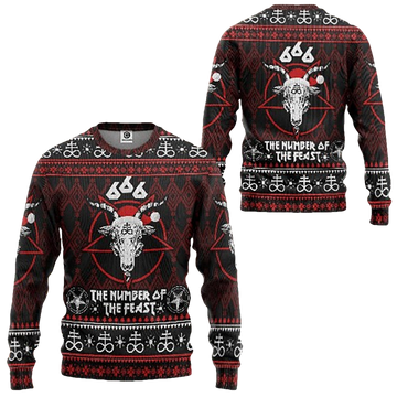 666 The Number Of The Feast Ugly Christmas Sweater - Moonbestprint