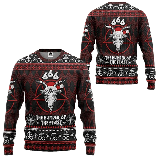 666 The Number Of The Feast Ugly Christmas Sweater - Moonbestprint